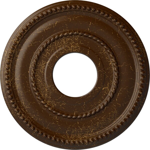 Ekena Millwork Valeriano Ceiling Medallion (Canopies up to 6 1/4"), 12 1/8"OD x 3 5/8"ID x 3/4"P, Root Beer Crackle CM12VARBC - main